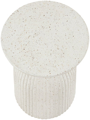Meridian Furniture Opani Sculptural Concrete End Table Art Deco Flared Base for Indoor Outdoor Use Terrazzo 624Trzo-ET