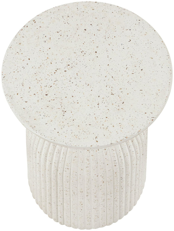 Meridian Furniture Opani Sculptural Concrete End Table Art Deco Flared Base for Indoor Outdoor Use Terrazzo 624Trzo-ET