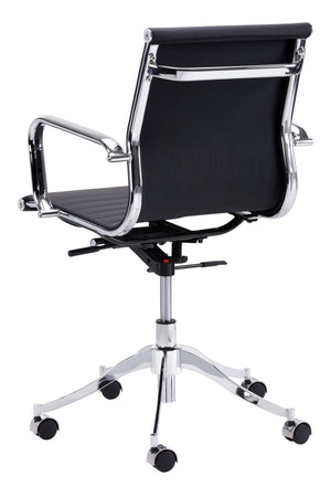 Sunpan Tyler Stylish Office Chair with Faux Leather and Stainless Steel Frame for Modern Workspaces Onyx
