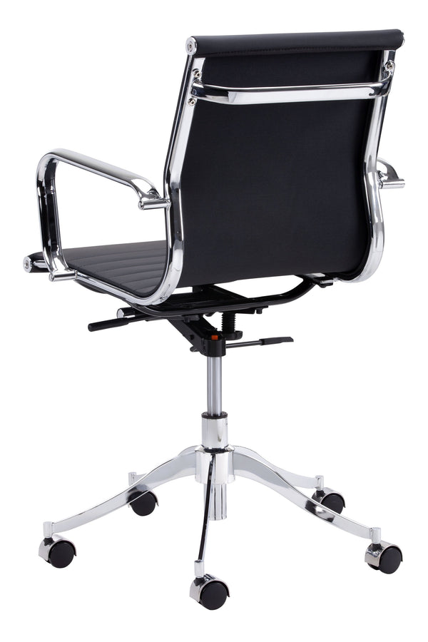 Sunpan Tyler Stylish Office Chair with Faux Leather and Stainless Steel Frame for Modern Workspaces Onyx