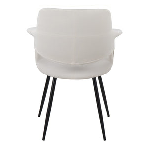 English Elm Vintage Glam/Art Deco Chair Set Of 2 In Cream Velvet & Black Metal - Stylish Comfort For Any Space B202P223673-GIGA
