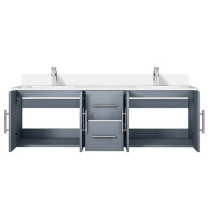 English Elm Dark Grey Double Bath Vanity 60 in W x 22 in D with White Quartz Top, Soft-Close Drawers & Faucet Set B2731P258668