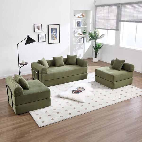 English Elm United We Win Corduroy Convertible Sofa Bed with Memory Foam for Compact Living Spaces W1568P372055
