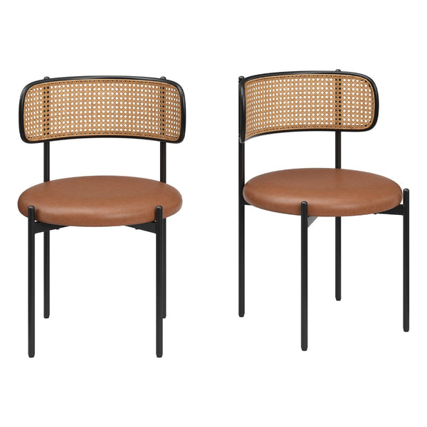 English Elm Adjustable Swivel Barstools Set of 2 Pu Leather Industrial Mid-century Kitchen Island Seating Brown T3623P433774
