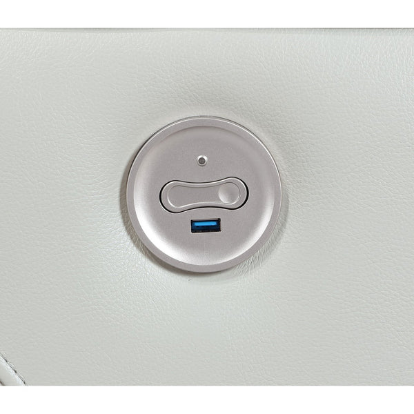 English Elm Ashland Dove Grey Leatherette Power Reclining Sofa with USB Port, Plush Attached Cushions, Modern Comfort (94) B062P353259