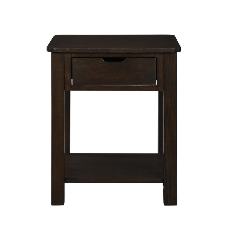 English Elm Fiorenza Dark Brown Mdf End Table with Drawer and Open Shelf for Living Room B2749P413272