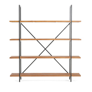English Elm Christopher Knight Home® - BOOKCASE Industrial Antique Black Metal & Firwood Etagere Bookshelf with X-Frame Iron Support, 79.25"L N771P239470G