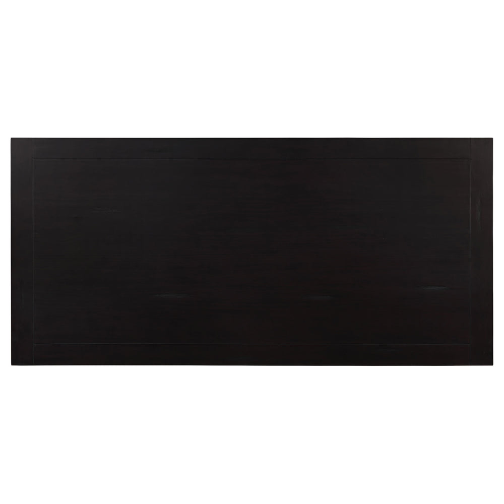 English Elm Villeneuve Rustic Espresso Double Pedestal Dining Table in Golden Amber Finish, 86" Long Family Heirloom B062S00833