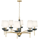 Robert Abbey Cristallo Chandelier Modern Brass Finish w/ Smoke Crystal Accents Fondine Fabric Shade