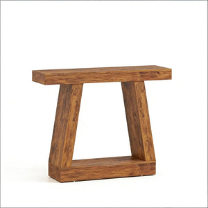 English Elm Rustic Dark Brown Console Table with Open Shelf Narrow Entryway Sofa Stand T3971P492204