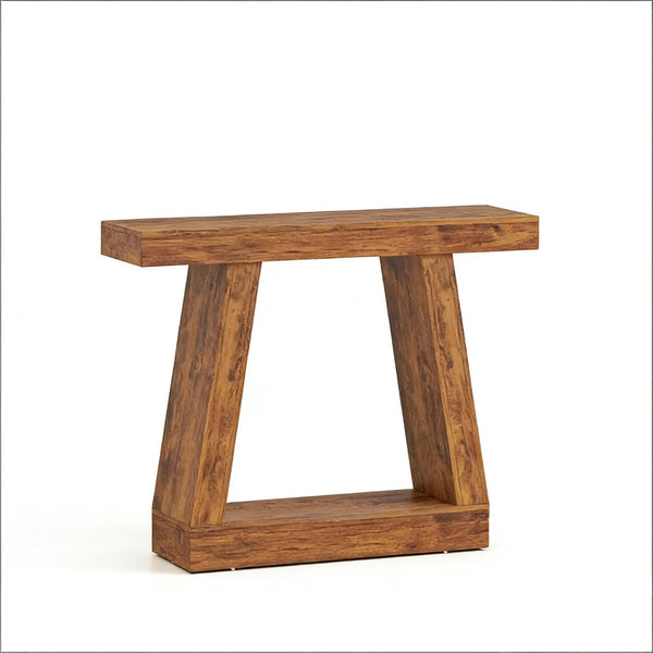 English Elm Rustic Dark Brown Console Table with Open Shelf Narrow Entryway Sofa Stand T3971P492204