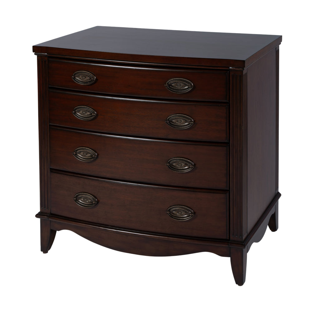 Butler Specialty Butler Agatha 32 in. 4-Drawer Accent Chest with Mahogany Finish, Soft-Close Drawers, Compact Elegance Dark Brown 6250379