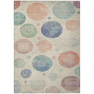 HomeRoots 5' Stylish Ivory and Peach Geometric Area Rug for Indoor and Outdoor Use – Durable, Washable Design 5' X 8' 625062