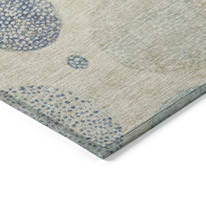 HomeRoots 5' Stylish Ivory and Peach Geometric Area Rug for Indoor and Outdoor Use – Durable, Washable Design 8' Round 625063