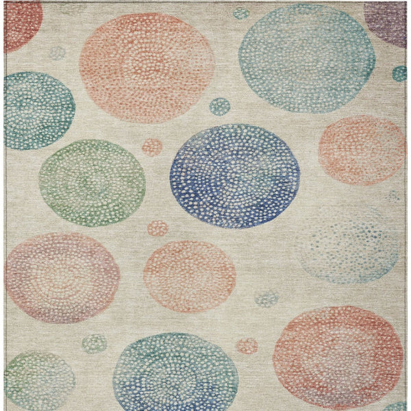 HomeRoots 5' Stylish Ivory and Peach Geometric Area Rug for Indoor and Outdoor Use – Durable, Washable Design 9' X 12' 625065