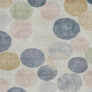 HomeRoots 5' Stylish Geometric Indoor/Outdoor Area Rug in Beige, Navy Blue & Gold - Washable & Durable Design 5' X 8' 625074