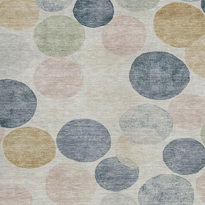HomeRoots 5' Stylish Geometric Indoor/Outdoor Area Rug in Beige, Navy Blue & Gold - Washable & Durable Design 8' X 10' 625076