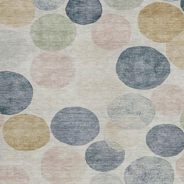 HomeRoots 5' Stylish Geometric Indoor/Outdoor Area Rug in Beige, Navy Blue & Gold - Washable & Durable Design 8' X 10' 625076