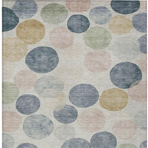 HomeRoots 5' Stylish Geometric Indoor/Outdoor Area Rug in Beige, Navy Blue & Gold - Washable & Durable Design 10' X 14' 625078