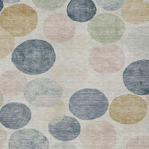 HomeRoots 5' Stylish Geometric Indoor/Outdoor Area Rug in Beige, Navy Blue & Gold - Washable & Durable Design 10' X 14' 625078