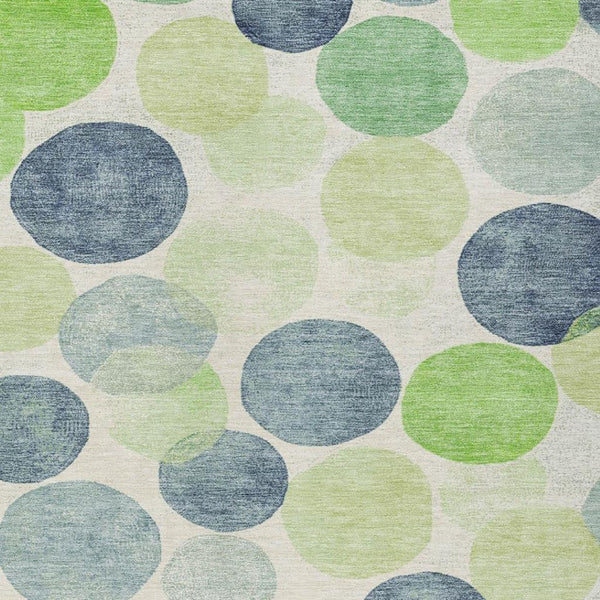 HomeRoots 5' Bold Modern Geometric Indoor Outdoor Area Rug in Navy Blue, Lime Green & Ivory – Washable! 9' X 12' 625089