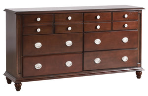 English Elm Summit G5950-D Cappuccino Dresser with 6 Dovetail Drawers, 65" Wide Wood Veneer Storage Chest, 35" H B078108348