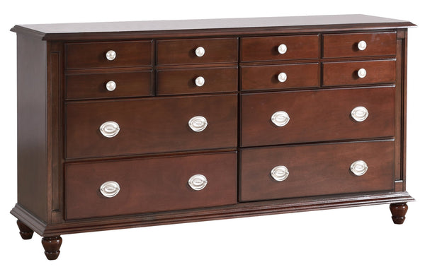 English Elm Summit G5950-D Cappuccino Dresser with 6 Dovetail Drawers, 65" Wide Wood Veneer Storage Chest, 35" H B078108348