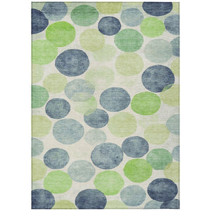 HomeRoots 5' Bold Modern Geometric Indoor Outdoor Area Rug in Navy Blue, Lime Green & Ivory – Washable! 10' X 14' 625090