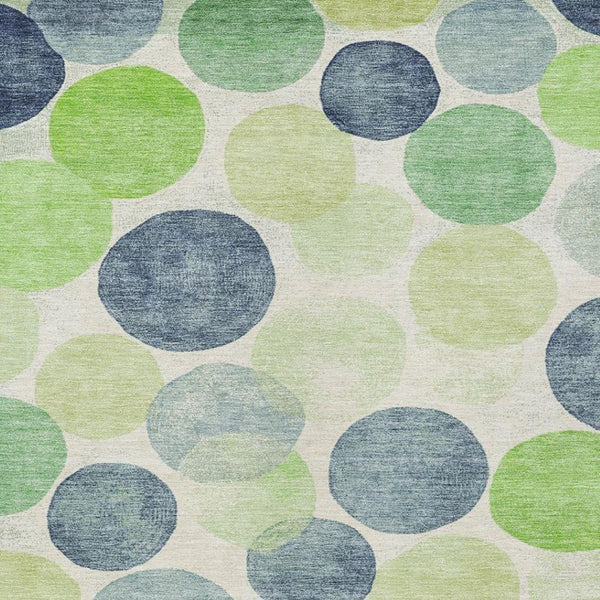 HomeRoots 5' Bold Modern Geometric Indoor Outdoor Area Rug in Navy Blue, Lime Green & Ivory – Washable! 10' X 14' 625090