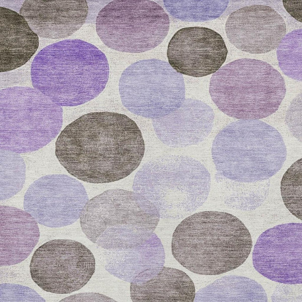 HomeRoots 5' Stylish Geometric Washable Area Rug in Purple, Brown, and Ivory for Indoor & Outdoor Use 5' X 8' 625098