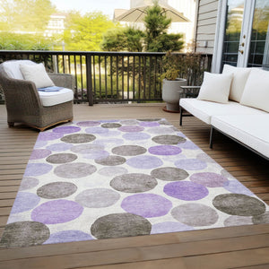 HomeRoots 5' Stylish Geometric Washable Area Rug in Purple, Brown, and Ivory for Indoor & Outdoor Use 5' X 8' 625098