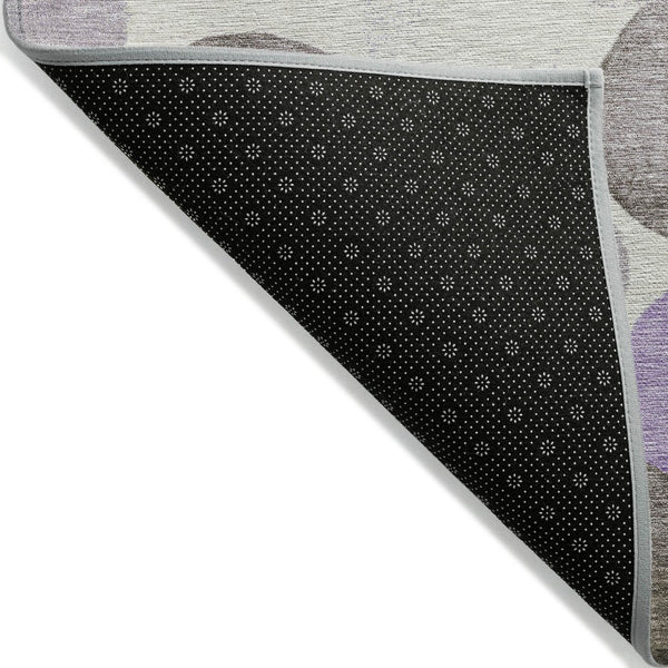 HomeRoots 5' Stylish Geometric Washable Area Rug in Purple, Brown, and Ivory for Indoor & Outdoor Use 8' Round 625099