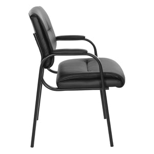 OSP Home Furnishings Guest Chair Faux Leather Office Visitor Seat with Padded Arms and Steel Frame Support Black FL10274-U6