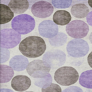 HomeRoots 5' Stylish Geometric Washable Area Rug in Purple, Brown, and Ivory for Indoor & Outdoor Use 8' X 10' 625100