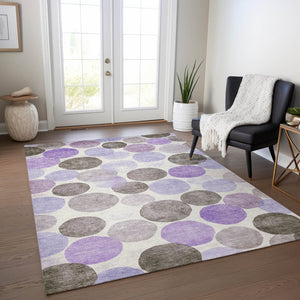 HomeRoots 5' Stylish Geometric Washable Area Rug in Purple, Brown, and Ivory for Indoor & Outdoor Use 8' X 10' 625100