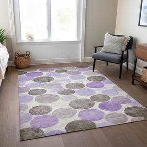 HomeRoots 5' Stylish Geometric Washable Area Rug in Purple, Brown, and Ivory for Indoor & Outdoor Use 8' X 10' 625100