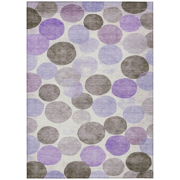 HomeRoots 5' Stylish Geometric Washable Area Rug in Purple, Brown, and Ivory for Indoor & Outdoor Use 9' X 12' 625101