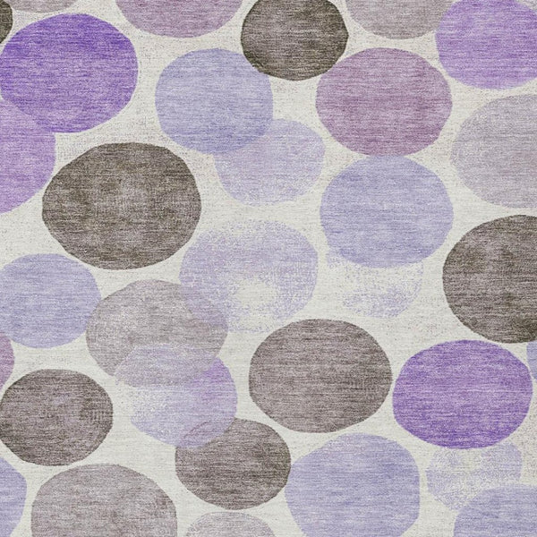 HomeRoots 5' Stylish Geometric Washable Area Rug in Purple, Brown, and Ivory for Indoor & Outdoor Use 9' X 12' 625101