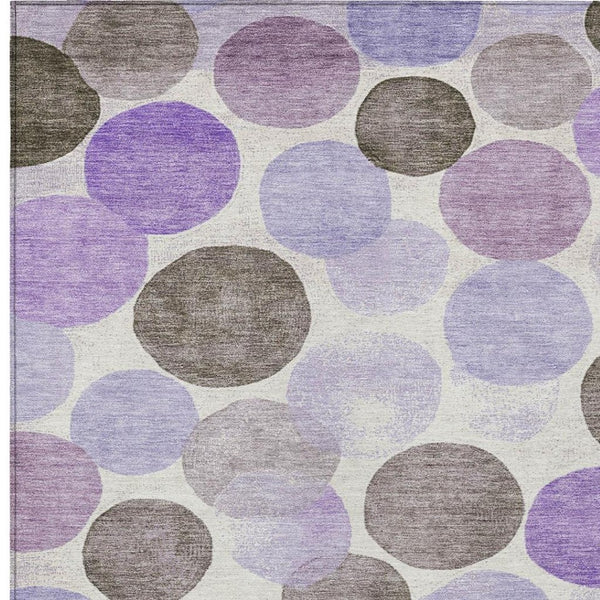 HomeRoots 5' Stylish Geometric Washable Area Rug in Purple, Brown, and Ivory for Indoor & Outdoor Use 10' X 14' 625102