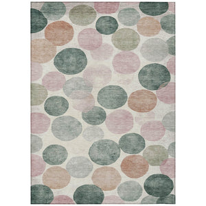 HomeRoots 5' Salmon Green and Peach Geometric Area Rug - Stylish, Washable, Indoor/Outdoor Comfort for All Spaces 5' X 8' 625110