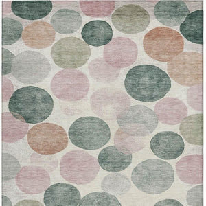 HomeRoots 5' Salmon Green and Peach Geometric Area Rug - Stylish, Washable, Indoor/Outdoor Comfort for All Spaces 5' X 8' 625110