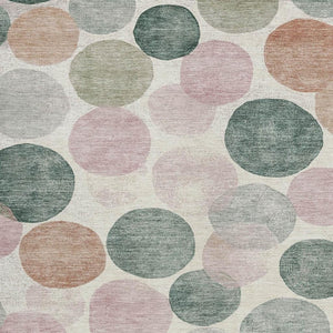 HomeRoots 5' Salmon Green and Peach Geometric Area Rug - Stylish, Washable, Indoor/Outdoor Comfort for All Spaces 9' X 12' 625113