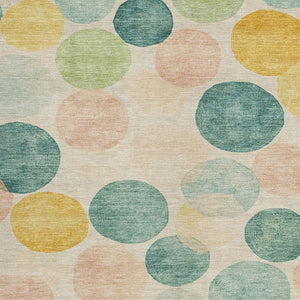 HomeRoots 5' Bold Geometric Area Rug in Teal, Blue, Yellow & Peach – Durable, Washable for Indoor & Outdoor Use 8' X 10' 625118