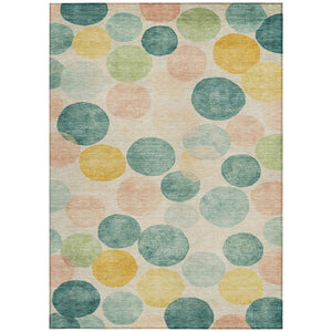 HomeRoots 5' Bold Geometric Area Rug in Teal, Blue, Yellow & Peach – Durable, Washable for Indoor & Outdoor Use 10' X 14' 625120