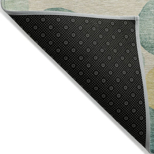 HomeRoots 5' Bold Geometric Area Rug in Teal, Blue, Yellow & Peach – Durable, Washable for Indoor & Outdoor Use 10' X 14' 625120