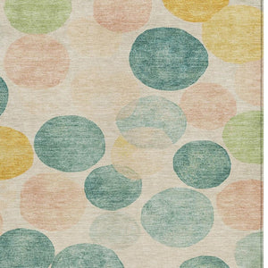 HomeRoots 5' Bold Geometric Area Rug in Teal, Blue, Yellow & Peach – Durable, Washable for Indoor & Outdoor Use 10' X 14' 625120