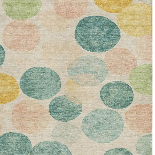 HomeRoots 5' Bold Geometric Area Rug in Teal, Blue, Yellow & Peach – Durable, Washable for Indoor & Outdoor Use 10' X 14' 625120