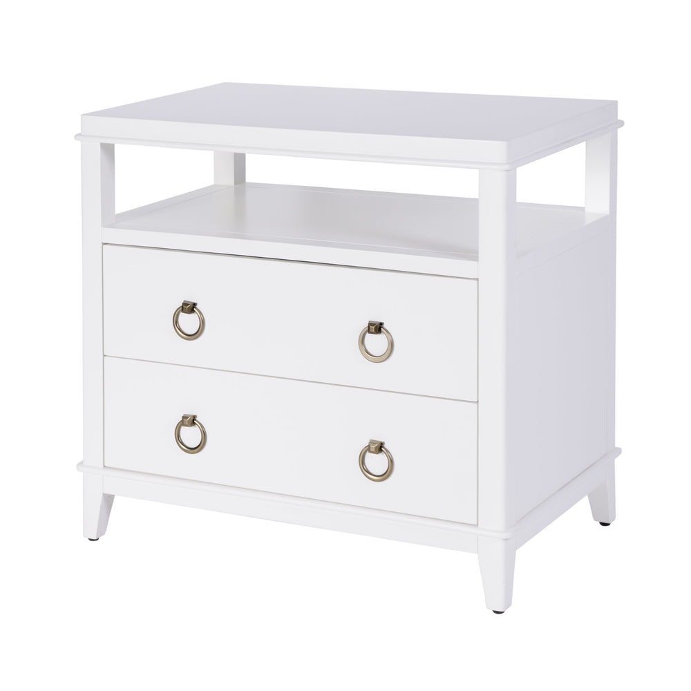 Butler Specialty Butler Highbury 28" Rectangular Wood Nightstand With Open Shelf & 2 Soft-close Drawers In White Smooth White Mdf,Acacia,Pine,Plywood, 6251304-butler