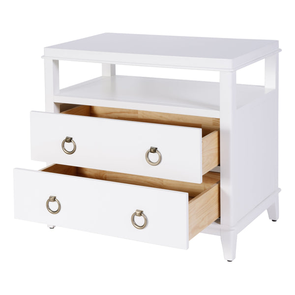 Butler Specialty Butler Highbury 28" Rectangular Wood Nightstand With Open Shelf & 2 Soft-close Drawers In White Smooth White Mdf,Acacia,Pine,Plywood, 6251304-butler