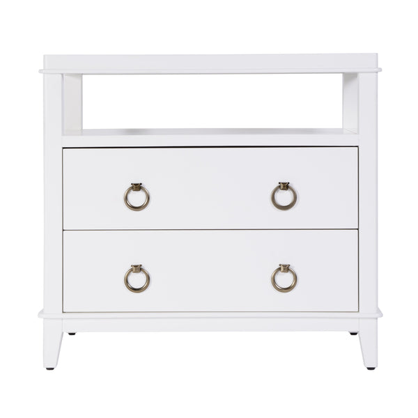 Butler Specialty Butler Highbury 28" Rectangular Wood Nightstand With Open Shelf & 2 Soft-close Drawers In White Smooth White Mdf,Acacia,Pine,Plywood, 6251304-butler